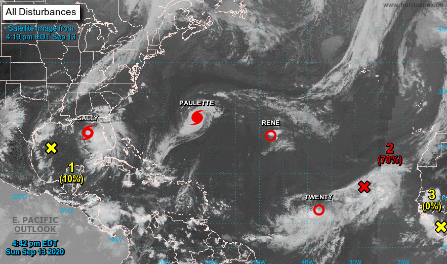 Paulette llegará a Bermudas y Sally se convertirá en huracán