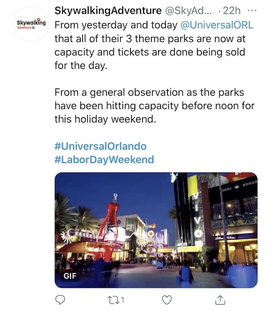 Parques de Disney y Universal llegan a su máxima capacidad en Labor Day