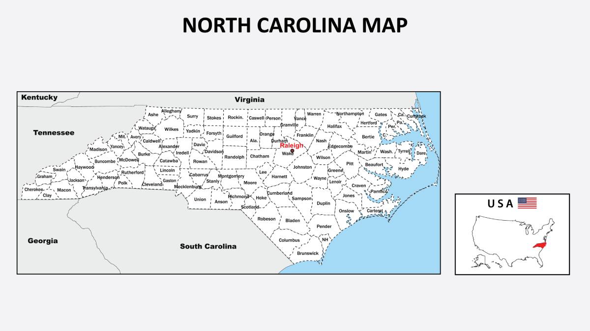 ¿Cuántos condados tiene Carolina del Norte y cuáles son?